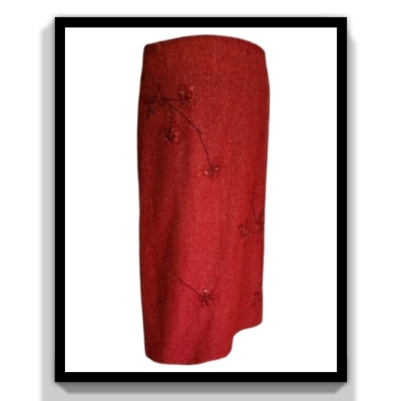 BCBGMaxAzria Wool-Blend Pencil Skirt with Stitch Embroidery - Picture 5 of 16